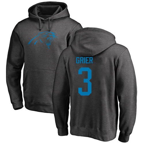 Carolina Panthers Men Ash Will Grier One Color NFL Football 3 Pullover Hoodie Sweatshirts